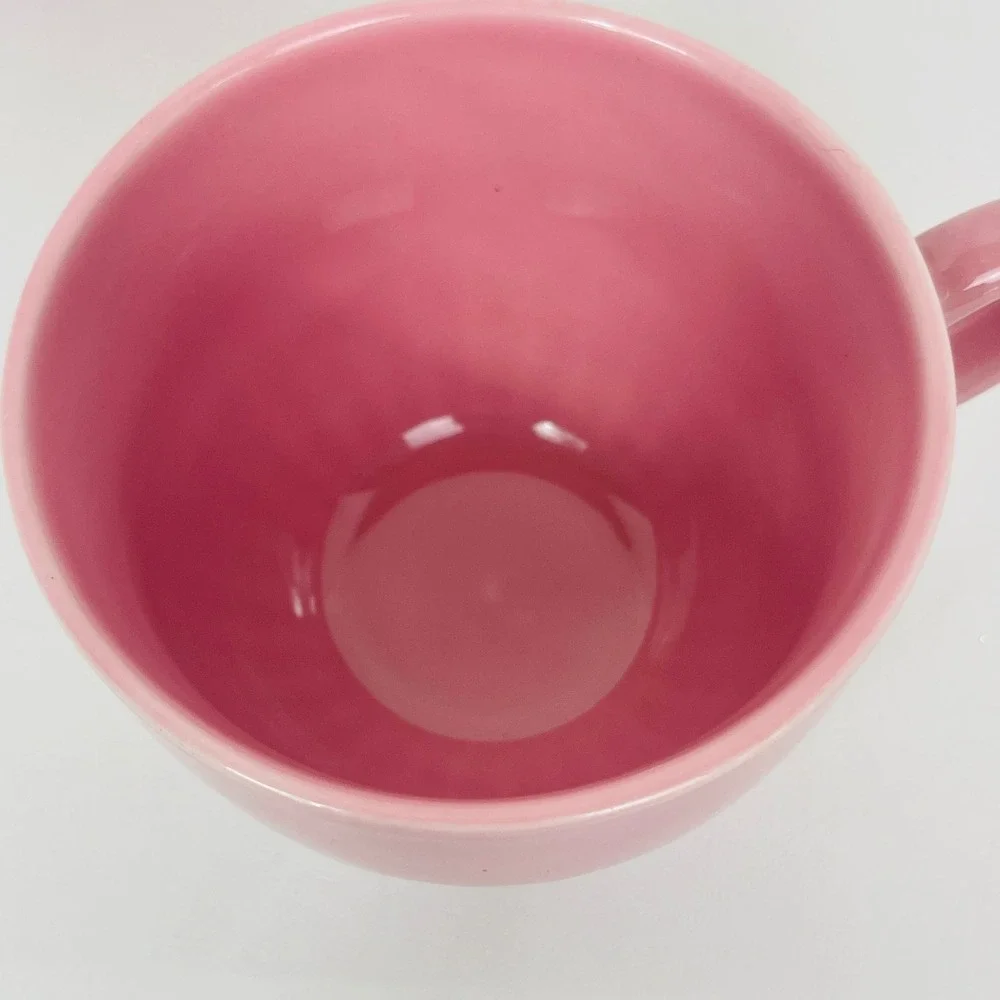 IKEA Mug Set 2 Strimmig Pink Embossed Ribbed Stoneware Modern Excellent